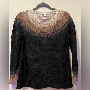 J. Jill Black and Cream Crew Neck Sweater Soft Knit